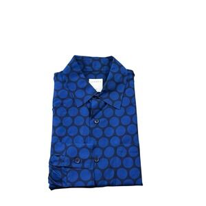 Sandro Blue Navy Dot AOP Lyocell Blend L/S Men's Button Front Size XS